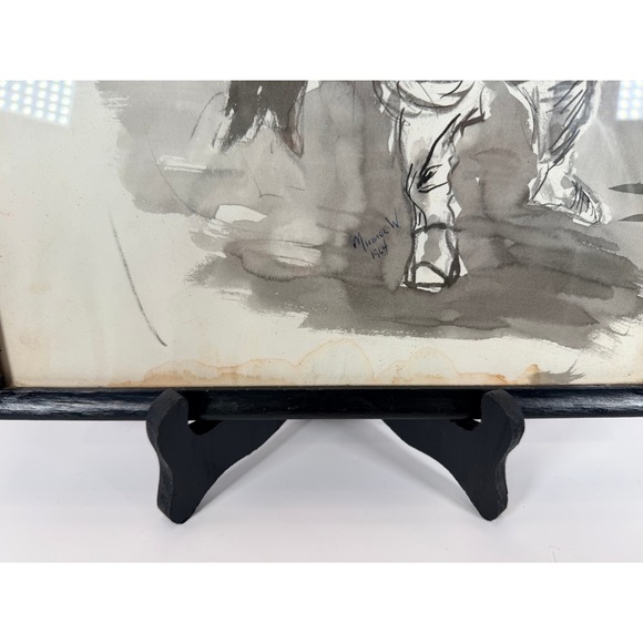 Vintage 1964 Michael W Ink Wash Drawing Man in Hat Artist Signed Framed Art - Picture 6 of 9